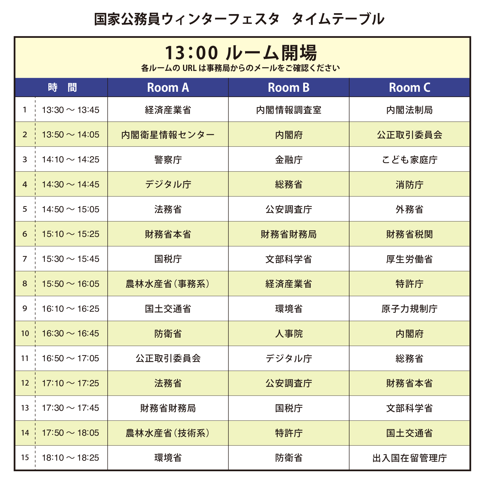 タイムテーブル